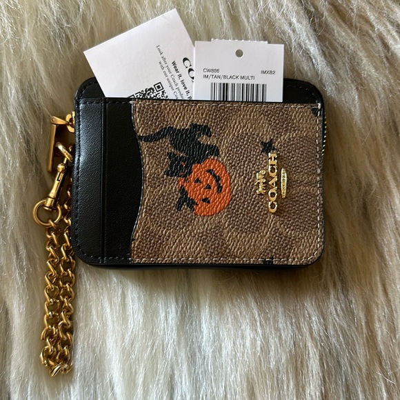 COACH | Zip Card Case In Signature Canvas With Halloween Print πββ¬π - Picture 4 of 4